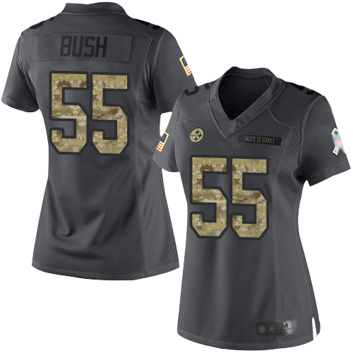 Pittsburgh Steelers #55 Devin Bush Black Women's Stitched Limited 2016 Salute to Service Jersey Womens