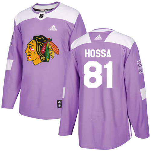 Adidas Chicago Blackhawks #81 Marian Hossa Purple Authentic Fights Cancer Stitched Youth Jersey Youth