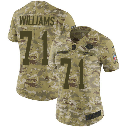 San Francisco San Francisco 49ers #71 Trent Williams Camo Women's Stitched Limited 2018 Salute To Service Jersey Womens