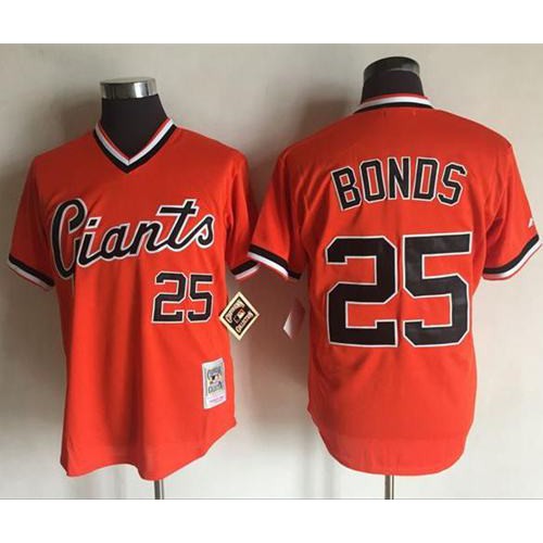Mitchell And Ness San Francisco Giants #25 Barry Bonds Orange Throwback Stitched Jersey Men's
