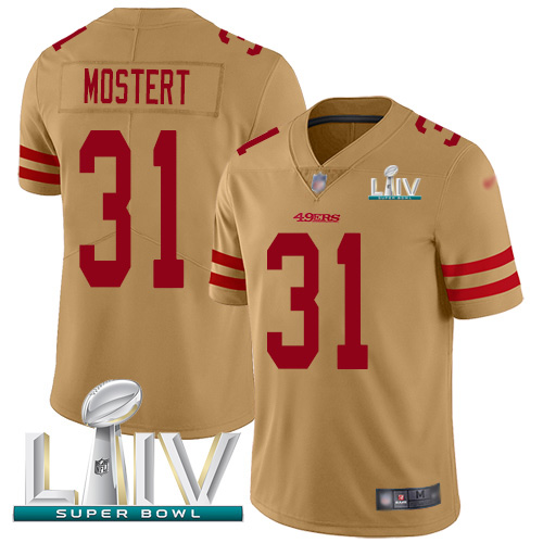 San Francisco 49ers #31 Raheem Mostert Gold Super Bowl LIV 2020 Men's Stitched Limited Inverted Legend Jersey Men's
