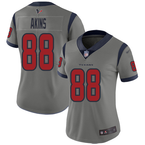 Houston Texans #88 Jordan Akins Gray Women's Stitched Limited Inverted Legend Jersey Womens