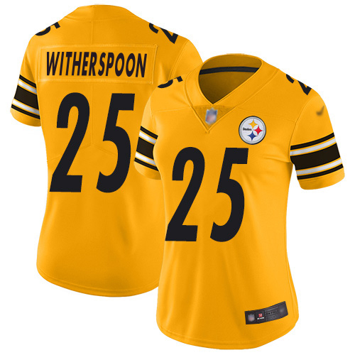 Steelers #25 Ahkello Witherspoon Gold Women's Stitched Limited Inverted Legend Jersey