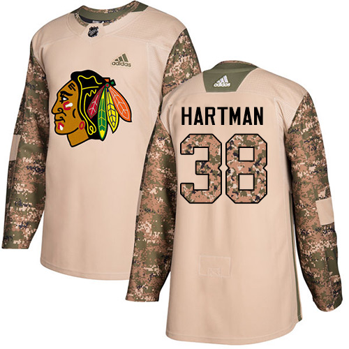 Adidas Chicago Blackhawks #38 Ryan Hartman Camo Authentic 2017 Veterans Day Stitched Jersey Men's