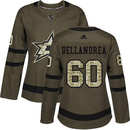 Adidas Dallas Stars #60 Ty Dellandrea Green Salute to Service Women's Stitched Jersey Womens