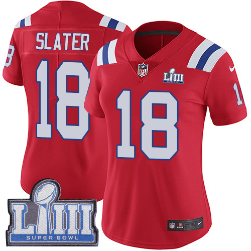 Patriots #18 Matt Slater Red Alternate Super Bowl LIII Bound Women's Stitched Vapor Untouchable Limited Jersey