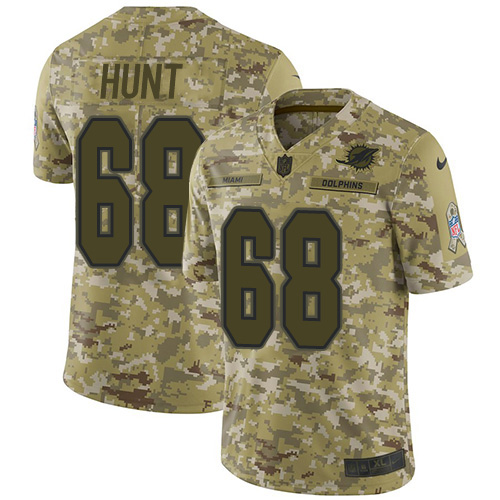 Miami Dolphins #68 Robert Hunt Camo Men's Stitched Limited 2018 Salute To Service Jersey Men's
