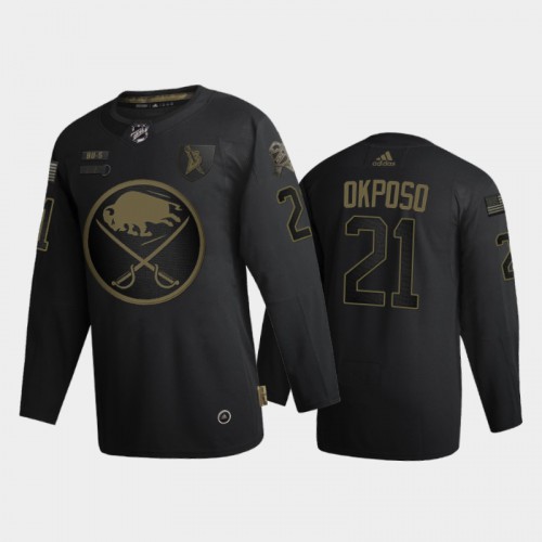 Buffalo Buffalo Sabres #21 Kyle Okposo Men's Adidas 2020 Veterans Day Authentic Jersey - Black Men's