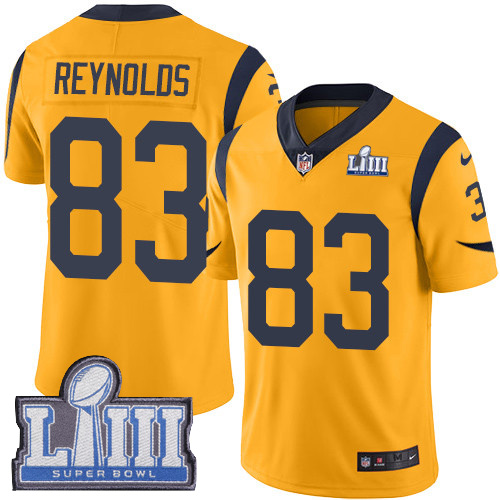 Los Angeles Rams #83 Josh Reynolds Gold Super Bowl LIII Bound Men's Stitched Limited Rush Jersey Men's