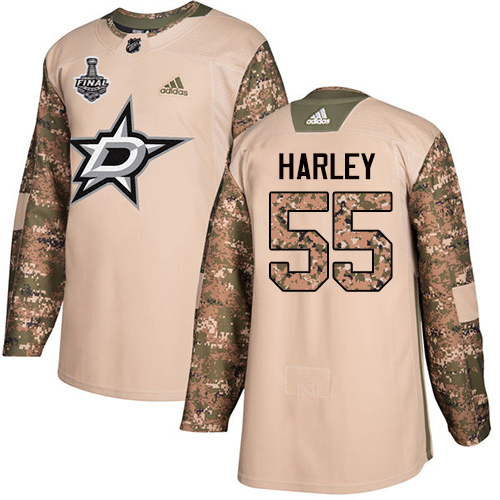 Adidas Dallas Stars #55 Thomas Harley Camo Authentic 2017 Veterans Day Youth 2020 Stanley Cup Final Stitched Jersey Youth
