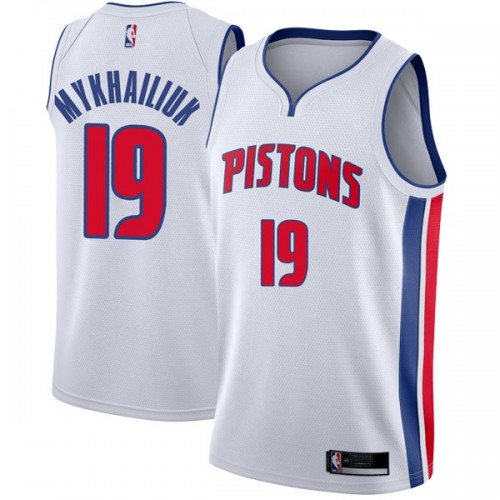 Detroit Pistons #19 Sviatoslav Mykhailiuk White Womens Swingman Association Edition Jersey Womens