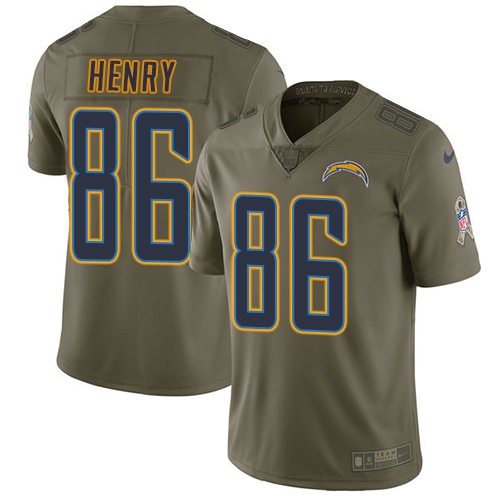 Los Angeles Chargers #86 Hunter Henry Olive Youth Stitched Limited 2017 Salute to Service Jersey Youth