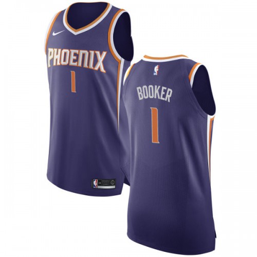 Phoenix Suns #1 Devin Booker Purple Authentic Icon Edition Jersey Mens