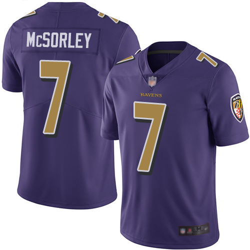 Baltimore Ravens #7 Trace McSorley Purple Men's Stitched Limited Rush Jersey Men's