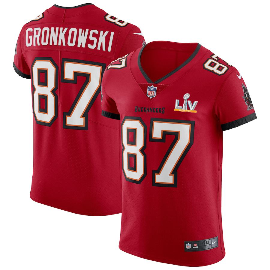 Tampa Bay Buccaneers #87 Rob Gronkowski Men's Super Bowl LV Bound Red Vapor Elite Jersey