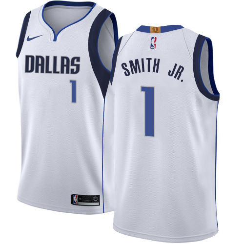 Dallas Mavericks #1 Dennis Smith Jr. White Swingman Association Edition Jersey Mens
