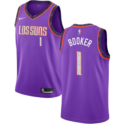 Phoenix Suns #1 Devin Booker Purple Swingman City Edition 2018/19 Jersey Mens
