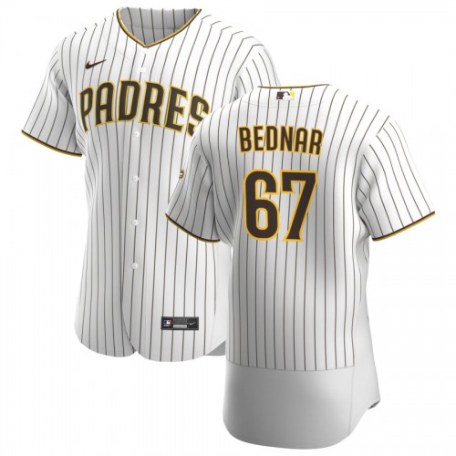 San Diego San Diego Padres #67 David Bednar Men's White Brown Home 2020 Authentic Player Jersey Men's