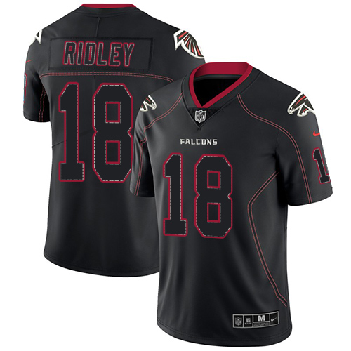 Falcons #18 Calvin Ridley Lights Out Black Men's Stitched Limited Rush Jersey
