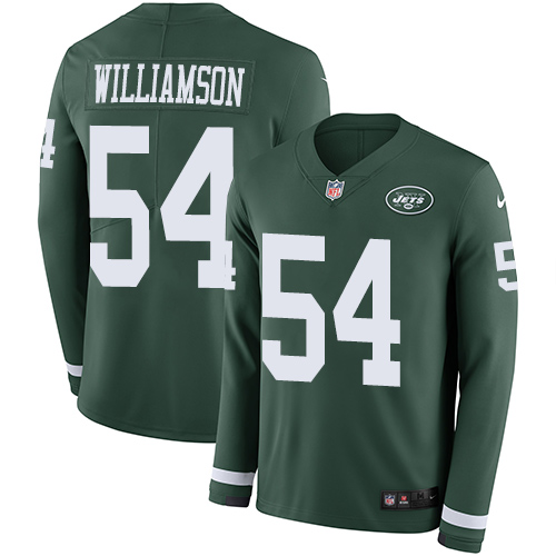 New York Jets #54 Avery Williamson Green Team Color Men's Stitched Limited Therma Long Sleeve Jersey Men's