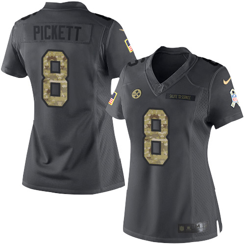 Steelers #8 Kenny Pickett Black Women's Stitched Limited 2016 Salute To Service Jersey