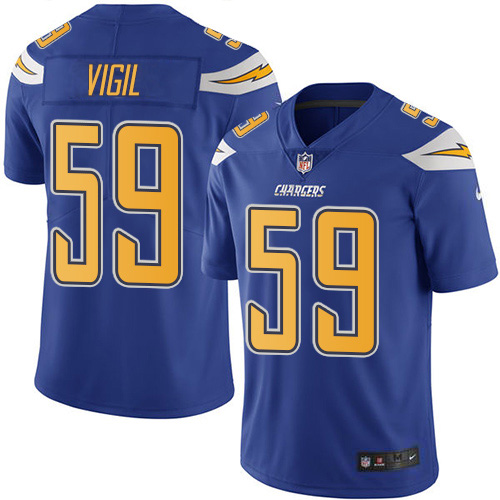 Los Angeles Chargers #59 Nick Vigil Electric Blue Men's Stitched Limited Rush Jersey Men's