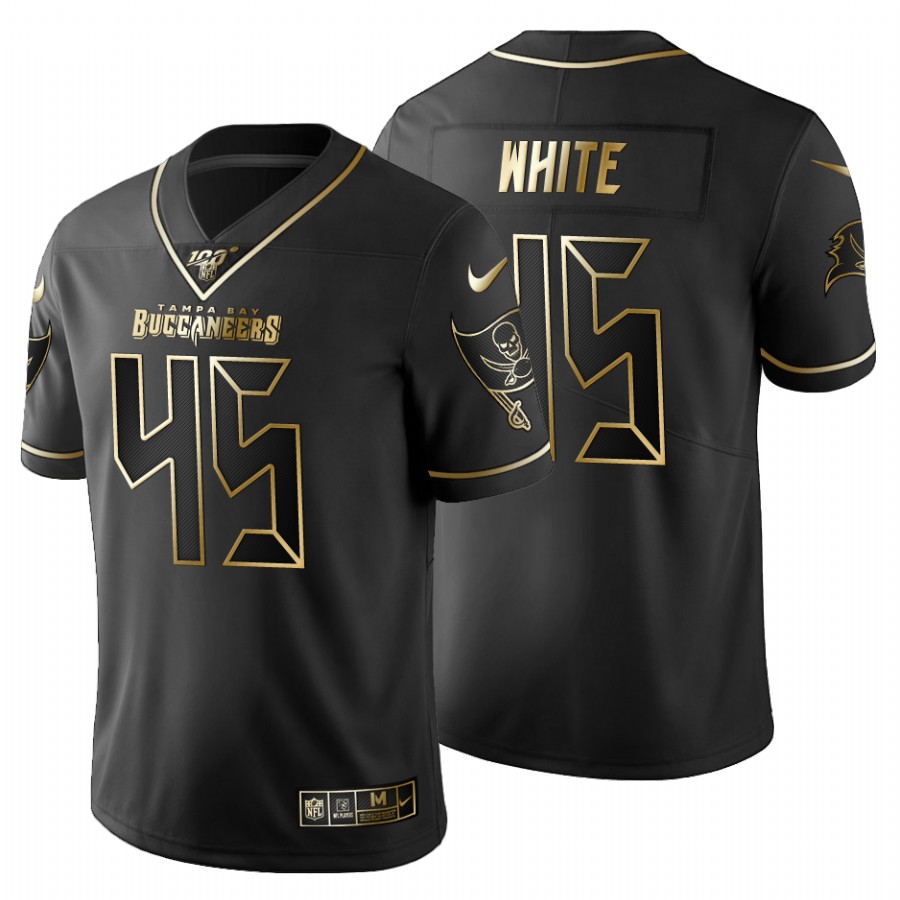Tampa Bay Buccaneers #45 Devin White Men's Black Golden Limited 100 Jersey