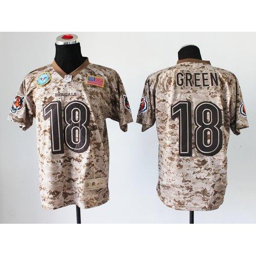 Cincinnati Bengals #18 A.J. Green Camo Men's Stitched New Elite USMC Jersey Men's