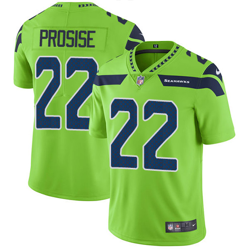 Seattle Seahawks #22 C. J. Prosise Green Men's Stitched Limited Rush Jersey Men's
