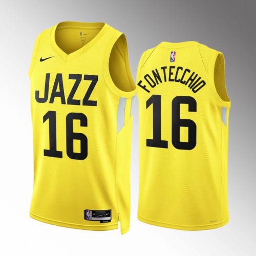 Utah Utah Jazz #16 Simone Fontecchio Mens Yellow 2022-23 Icon Edition Jersey Mens