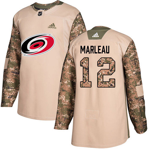 Adidas Carolina Hurricanes #12 Patrick Marleau Camo Authentic 2017 Veterans Day Stitched Jersey Men's