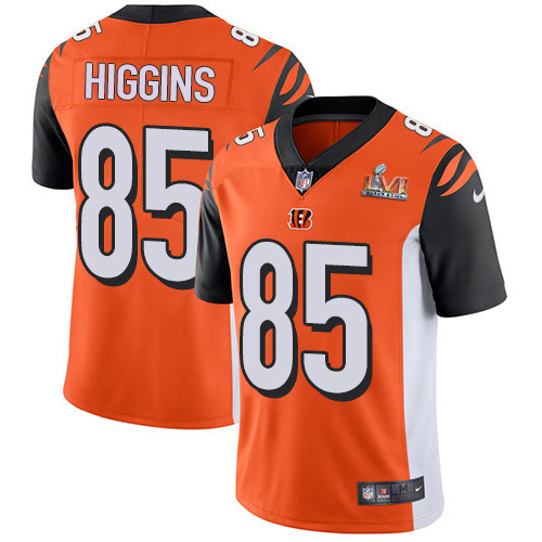 Bengals #85 Tee Higgins Orange Alternate Super Bowl LVI Patch Youth Stitched Vapor Untouchable Limited Jersey