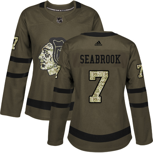 Adidas Chicago Blackhawks #7 Brent Seabrook Green Salute to Service Women's Stitched Jersey Womens