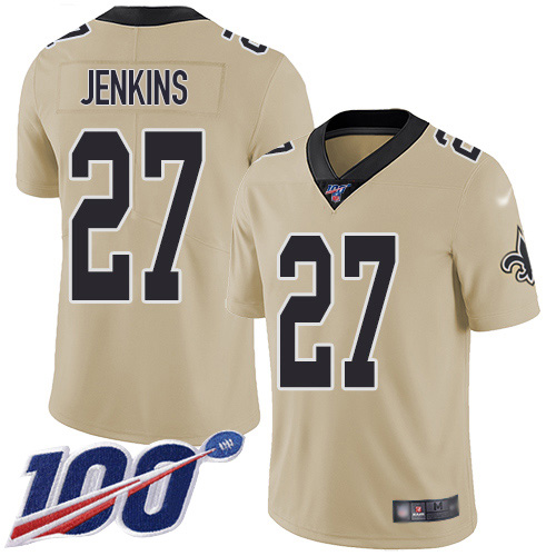 New Orleans Saints #27 Malcolm Jenkins Gold Youth Stitched Limited Inverted Legend 100th Season Jersey Youth