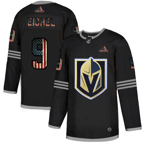 Vegas Golden Knights #9 Jack Eichel Adidas Men's Black USA Flag Limited Jersey