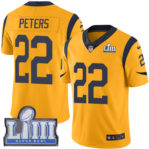 Los Angeles Rams #22 Marcus Peters Gold Super Bowl LIII Bound Youth Stitched Limited Rush Jersey Youth