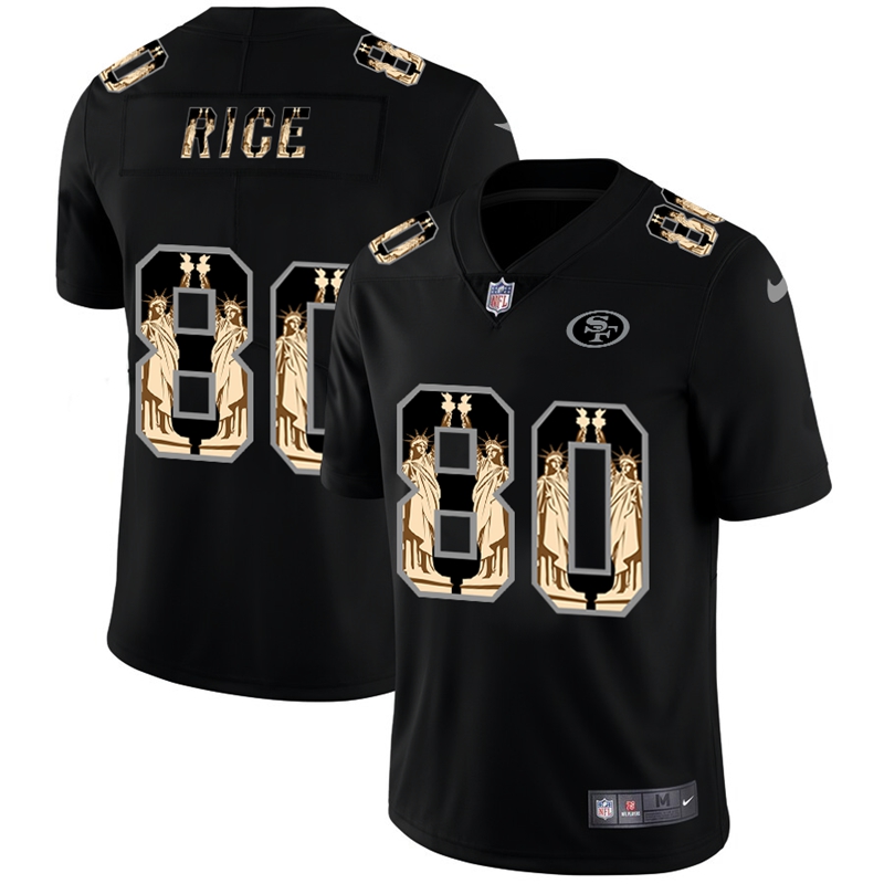 San Francisco 49ers #80 Jerry Rice Carbon Black Vapor Statue Of Liberty Limited Jersey