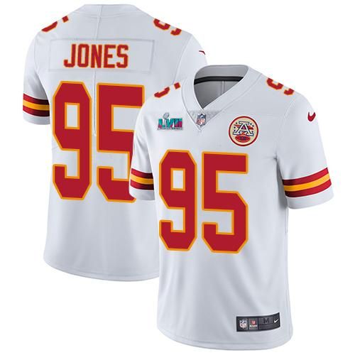 Chiefs #95 Chris Jones White Super Bowl LVII Patch Youth Stitched Vapor Untouchable Limited Jersey