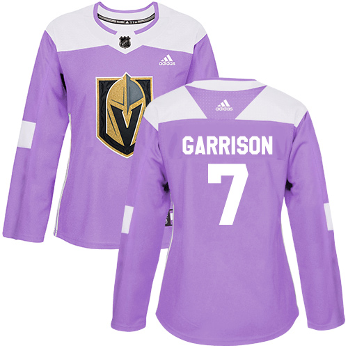 Adidas Golden Vegas Golden Knights #7 Jason Garrison Purple Authentic Fights Cancer Women's Stitched Jersey Womens