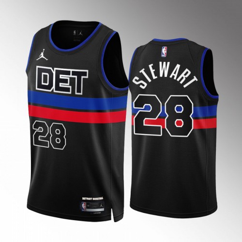 Detroit Detroit Pistons #28 Isaiah Stewart Mens Black 2022-23 Statement Edition Jersey Mens
