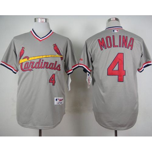 St.Louis Cardinals #4 Yadier Molina Grey 1978 Turn Back The Clock Stitched Jersey Men's