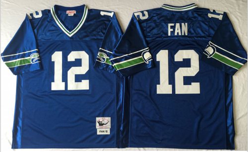 Mitchell And Ness Seahawks #12 Fan Blue Throwback Stitched Jersey
