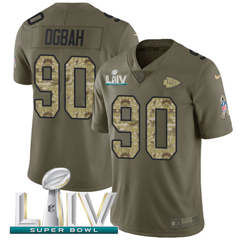 Kansas City Chiefs #90 Emmanuel Ogbah Olive/Camo Super Bowl LIV 2020 Men's Stitched Limited 2017 Salute To Service Jersey Men's