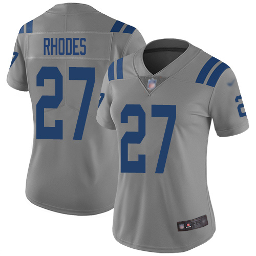 Indianapolis Colts #27 Xavier Rhodes Gray Women's Stitched Limited Inverted Legend Jersey Womens