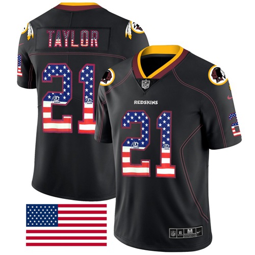Commanders #21 Sean Taylor Black Men's Stitched Limited Rush USA Flag Jersey