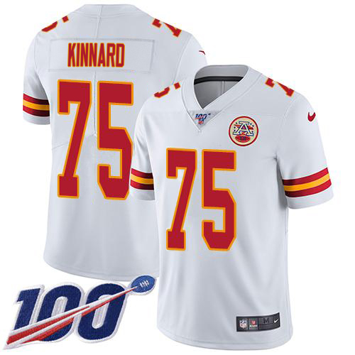 Chiefs #75 Darian Kinnard White Men's Stitched 100th Season Vapor Limited Jersey
