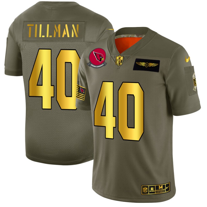 Arizona Cardinals #40 Pat Tillman Men's Olive Gold 2019 Salute To Service Limited Jersey