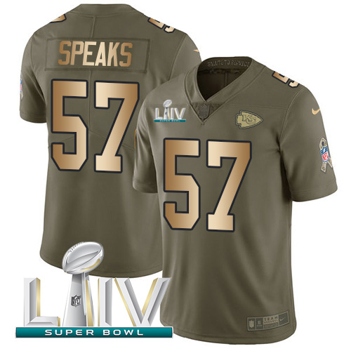Kansas City Chiefs #57 Breeland Speaks Olive/Gold Super Bowl LIV 2020 Men's Stitched Limited 2017 Salute To Service Jersey Men's