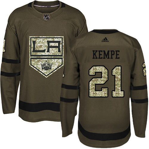 Adidas Los Angeles Kings #21 Mario Kempe Green Salute to Service Stitched Youth Jersey Youth