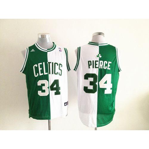 Boston Celtics #34 Paul Pierce Green/White Split Fashion Stitched Jersey Mens